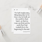 Carte Ecclésiaste 3:11 KJV Bible Verse Salutation (Devant/Arrière en situation)