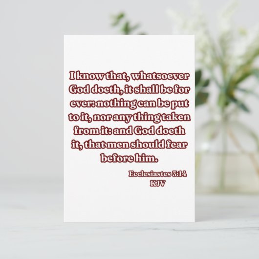 Carte Ecclésiaste 3:14 KJV Bible Verse Salutation (Debout devant)