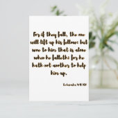 Carte Ecclésiaste 4:10 KJV Bible Scripture Salutation (Debout devant)