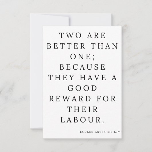 Carte Ecclésiaste 4:9 KJV Bible Écriture Salutation (Devant)