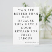 Carte Ecclésiaste 4:9 KJV Bible Écriture Salutation (Debout devant)