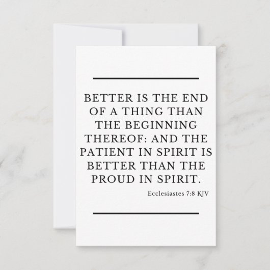 Carte Ecclesiastes 7:8 KJV Bible Verse Flat Salutation (Devant)