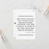 Carte Ecclesiastes 7:8 KJV Bible Verse Flat Salutation (Devant/Arrière en situation)