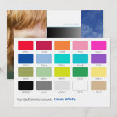 Carte Échantillon de lin blanc couleur (Devant / Derrière)