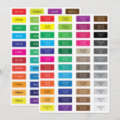 Carte Échantillons de couleurs en code CMJN et hexadécim (Devant / Derrière)