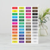 Carte Échantillons de couleurs en code hexadécimal et CM (Debout devant)