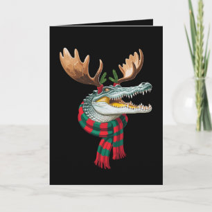 Carte Écharpe de cerf de Noël crocodile Fêtes