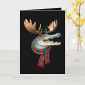 Carte Écharpe de cerf de Noël crocodile Fêtes (Fleur jaune)