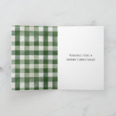 Carte Écharpe de Noël verte crème cerf marron rustique (Intérieur)
