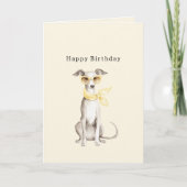 Carte Écharpe Jaune Clair Anniversaire Chien Blanc (Devant)
