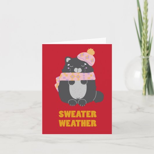 Carte Écharpe rose et chapeau Kitty temps du pull (Devant)