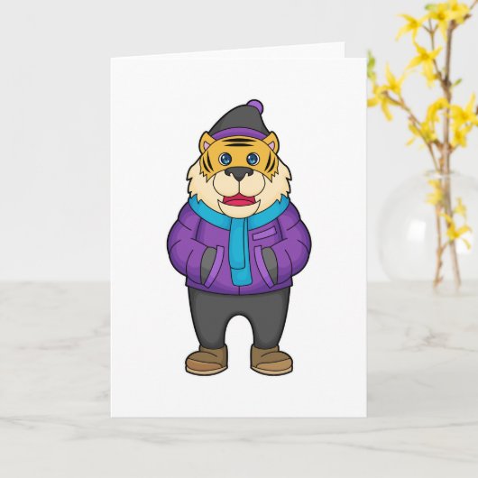 Carte Écharpe tigre bonnet (Fleur jaune)