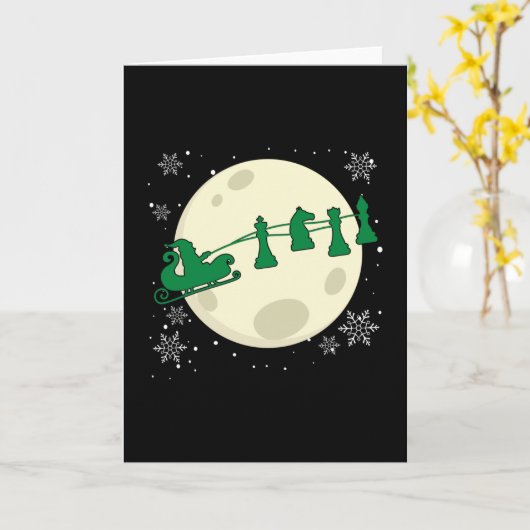 Carte Échecs Noël Père Noël - Échecs Piece Reindeer (Fleur jaune)