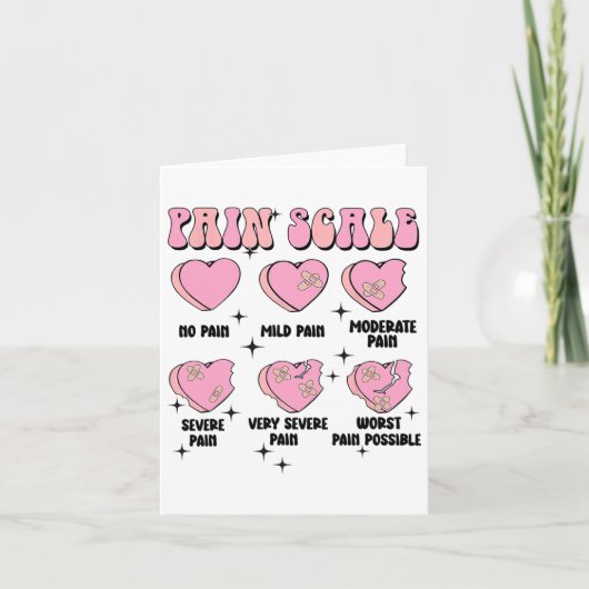 Carte Échelle de douleur de la Saint-Valentin pour infir (Devant)