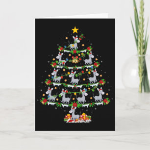 Carte Éclairage de fête de Noël Père Noël Âne Arbre de N