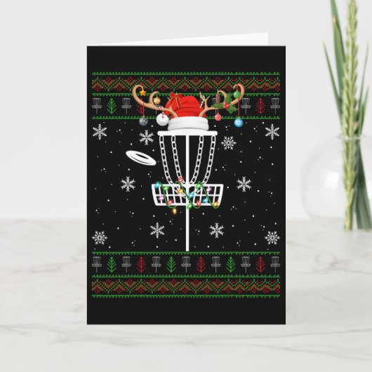 Carte Éclairage de Noël moche Santa Disc Golf Ugly Xmas (Devant)