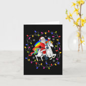 Carte Éclairage de Noël Père Noël équitation vol licorne (Fleur jaune)