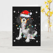 Carte Éclairage de Noël Santa Cavalier King Charles Span (Fleur jaune)
