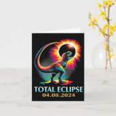 Carte Eclipse 2024 Total Solaire Eclipse T Rex Dinosaur (Fleur jaune)
