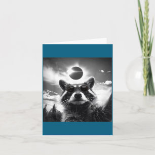 Carte Éclipse solaire 2024 Raton laveur drôle selfie Hom