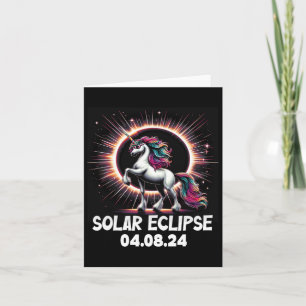 Carte Éclipse solaire 2024 Unicorne portant l'éclipse so