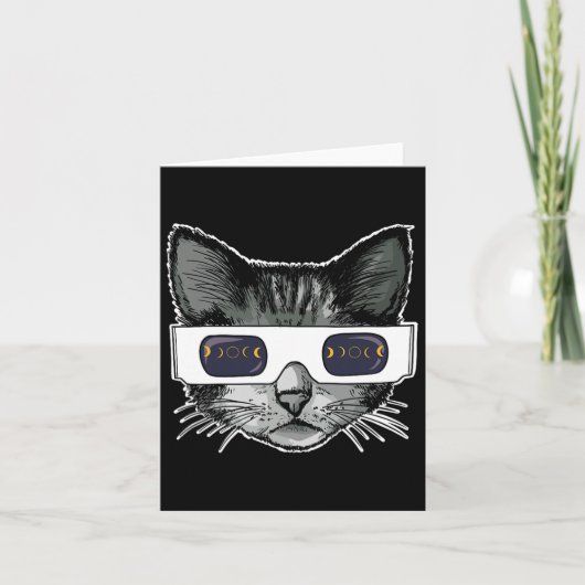 Carte Éclipse solaire Chat portant des lunettes Éclipse (Devant)