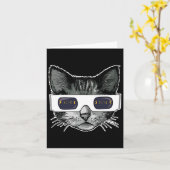 Carte Éclipse solaire Chat portant des lunettes Éclipse (Fleur jaune)