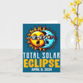 Carte Éclipse Totale de Soleil Mignonne Usa Soleil (Fleur jaune)