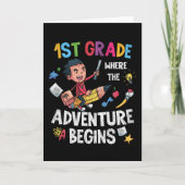Carte École d'aventure de 1ère année Enseignant Garçons (Devant)