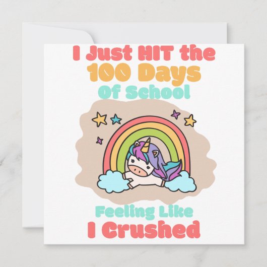 Carte École de 100 jours, je viens de frapper et écrasé  (Devant)