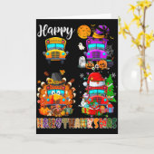 Carte École de sorcière de bus drôle Thanksgiving Père N (Fleur jaune)