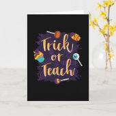 Carte Ecole d'Halloween Trick ou Teach (Fleur jaune)