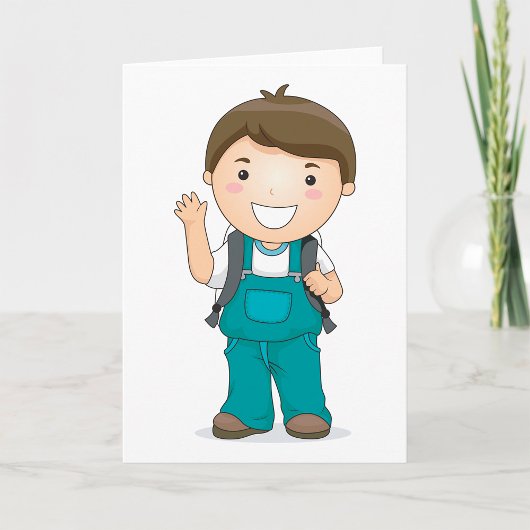 Carte Écolier souriant avec cartable
