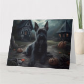 Carte Ecosse Terrier Citrouille Halloween effrayant (Devant)