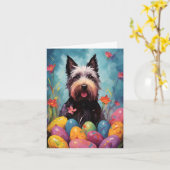 Carte Ecosse Terrier Joyeux Pâques (Fleur jaune)