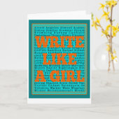 Carte Écrire comme une fille Turquoise (Fleur jaune)