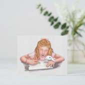 Carte Écriture avec animal de compagnie lapin papier/ori (Debout devant)