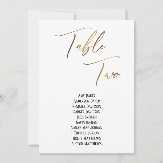 Carte Écriture manuscrite Or Tableau Deux Sièges (Devant)