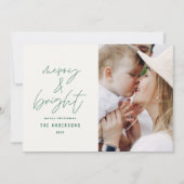 Carte Écriture moderne 1 photo joyeux & Noël lumineux (Devant)