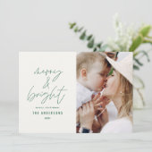 Carte Écriture moderne 1 photo joyeux & Noël lumineux (Debout devant)