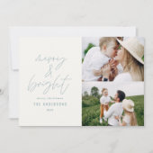 Carte Écriture moderne 2 photo bleu poussiéreux Noël (Devant)