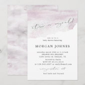 Carte écriture pastel élégant c'est un Baby shower fille (Devant / Derrière)