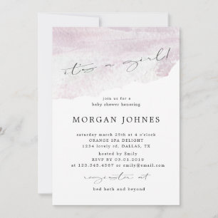 Carte écriture pastel élégant c'est un Baby shower fille