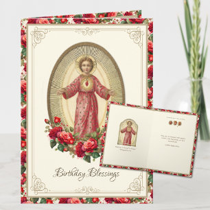 Carte Ecriture Rose religieuse d'anniversaire