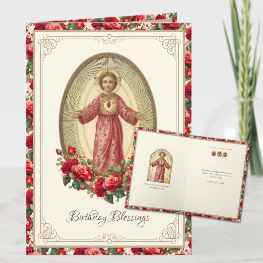 Carte Ecriture Rose religieuse d'anniversaire