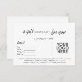 Carte Écriture Simple Et Moderne Cadeau Professionnel Av (Devant / Derrière)