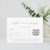 Carte Écriture Simple Taupe Cadeau Professionnel Avec Lo (Debout devant)