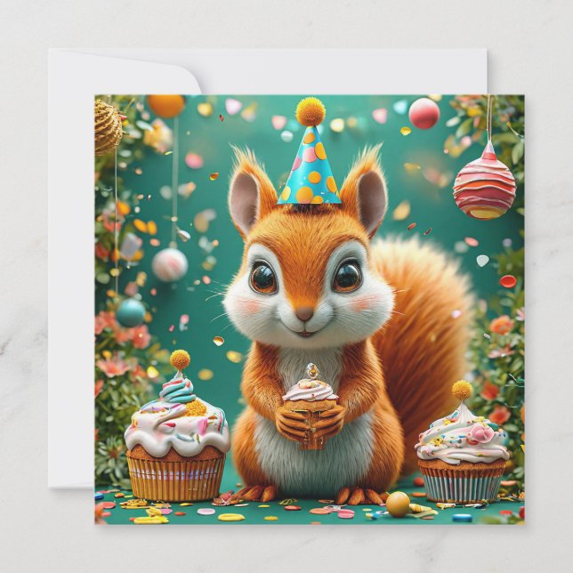 Carte Écureuil adorable d'anniversaire (Devant)