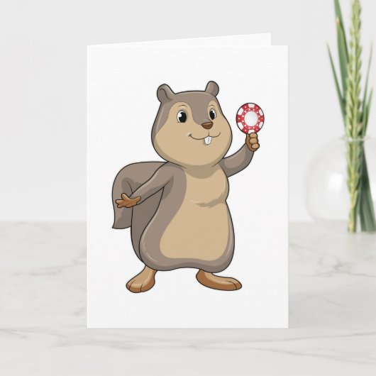 Carte Écureuil au poker avec des jetons de poker (Devant)