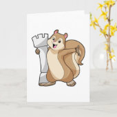 Carte Écureuil aux échecs avec le roi (Fleur jaune)